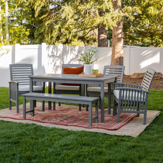 6-Piece Simple Outdoor Patio Dining Set - Grey Wash