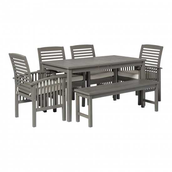 6-Piece Simple Outdoor Patio Dining Set - Grey Wash