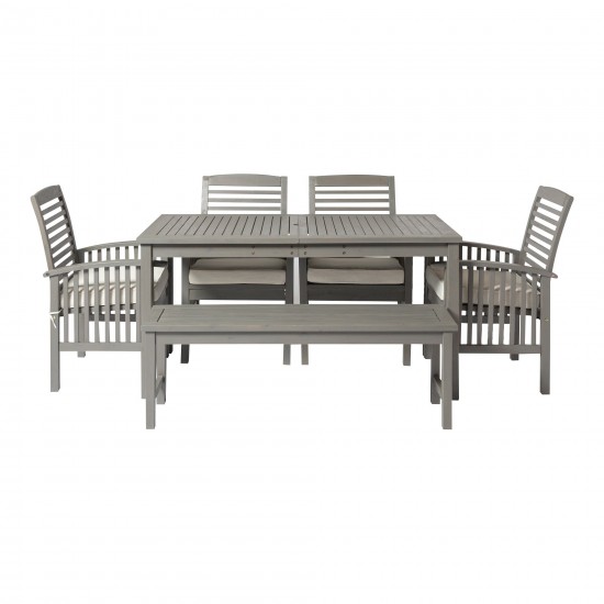 6-Piece Simple Outdoor Patio Dining Set - Grey Wash