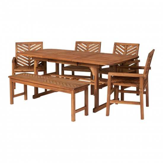 6-Piece Extendable Outdoor Patio Dining Set - Brown