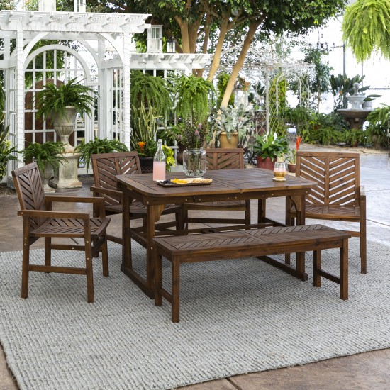 6-Piece Extendable Outdoor Patio Dining Set - Dark Brown