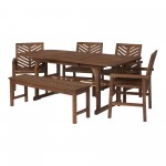 6-Piece Extendable Outdoor Patio Dining Set - Dark Brown