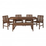 6-Piece Extendable Outdoor Patio Dining Set - Dark Brown