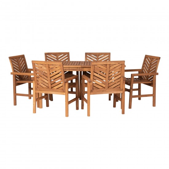 Vincent 7-Piece Chevron Outdoor Patio Dining Set - Brown