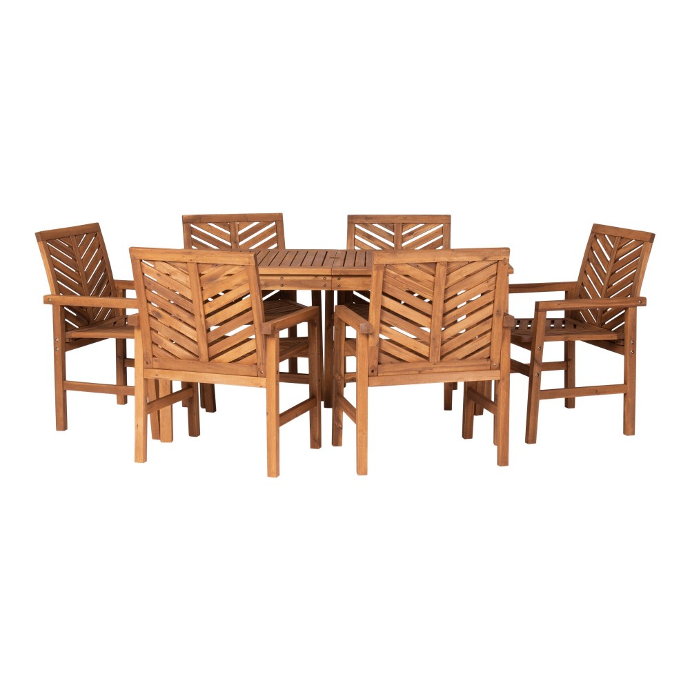 Vincent 7-Piece Chevron Outdoor Patio Dining Set - Brown