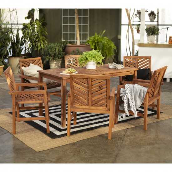 Vincent 7-Piece Chevron Outdoor Patio Dining Set - Brown