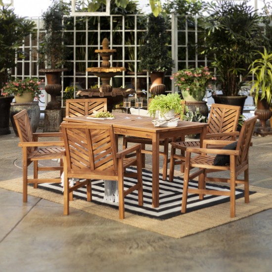 Vincent 7-Piece Chevron Outdoor Patio Dining Set - Brown