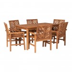 Vincent 7-Piece Chevron Outdoor Patio Dining Set - Brown