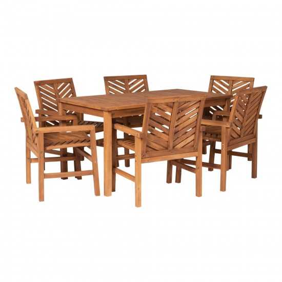 Vincent 7-Piece Chevron Outdoor Patio Dining Set - Brown