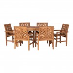 Vincent 7-Piece Chevron Outdoor Patio Dining Set - Brown