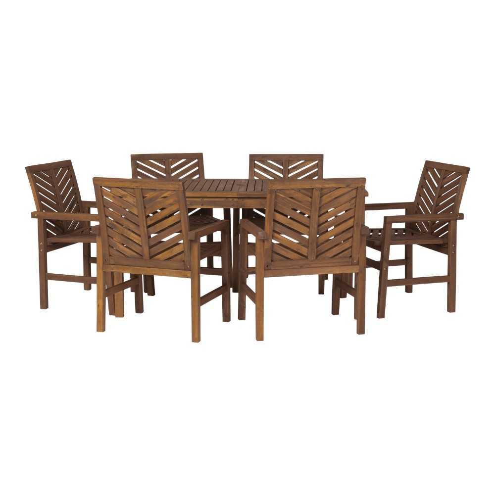 Vincent 7-Piece Chevron Outdoor Patio Dining Set - Dark Brown