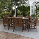 Vincent 7-Piece Chevron Outdoor Patio Dining Set - Dark Brown