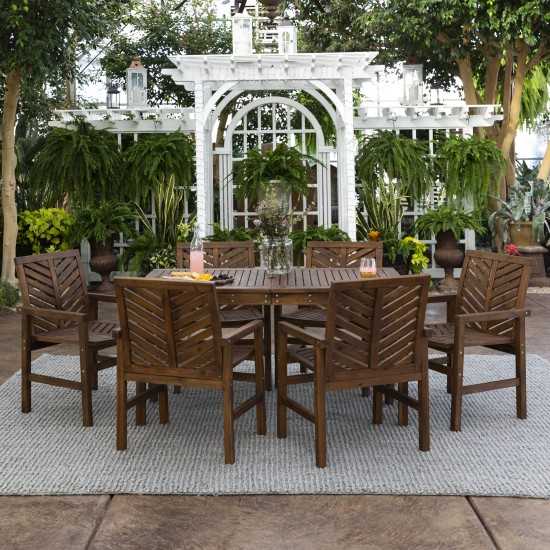 Vincent 7-Piece Chevron Outdoor Patio Dining Set - Dark Brown