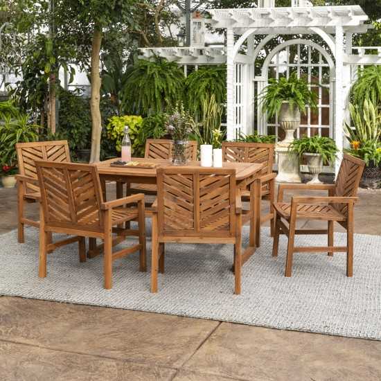 7-Piece Extendable Outdoor Patio Dining Set - Brown