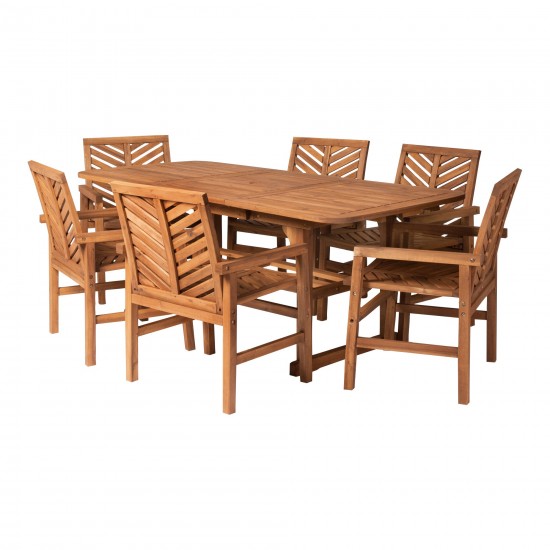 7-Piece Extendable Outdoor Patio Dining Set - Brown