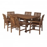 7-Piece Extendable Outdoor Patio Dining Set - Dark Brown