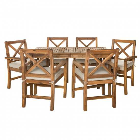 Patio 7-Piece Dining Table Set - Brown