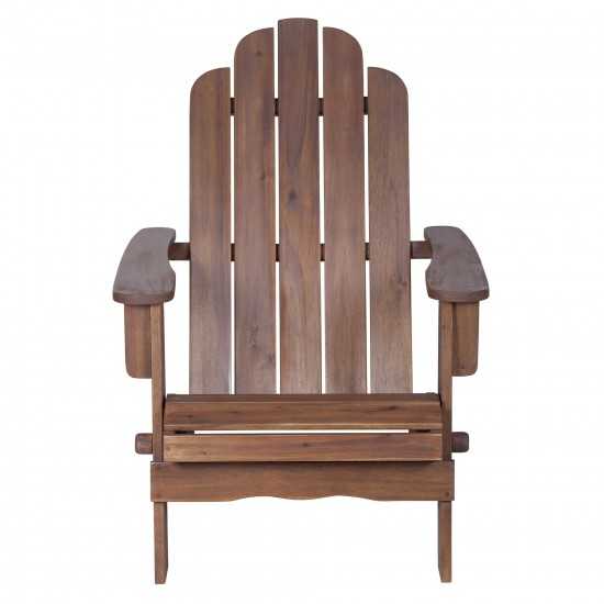 Acacia Wood Outdoor Patio Adirondack Chair - Dark Brown