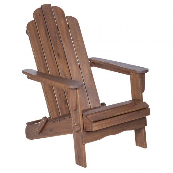 Acacia Wood Outdoor Patio Adirondack Chair - Dark Brown