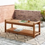 Vincent 48" Chevron Acacia Wood Outdoor Patio Storage Bench - Brown