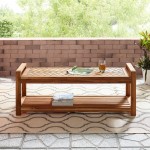 Vincent 48" Chevron Acacia Wood Outdoor Patio Storage Bench - Brown