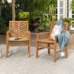 Vincent Patio Wood Chairs, Set of 2 - Brown