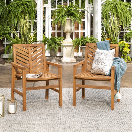 Vincent Patio Wood Chairs, Set of 2 - Brown