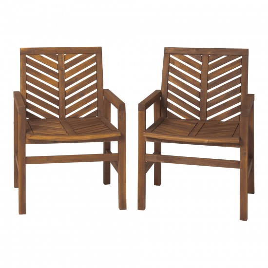 Vincent Patio Wood Chairs, Set of 2 - Dark Brown