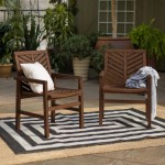 Vincent Patio Wood Chairs, Set of 2 - Dark Brown