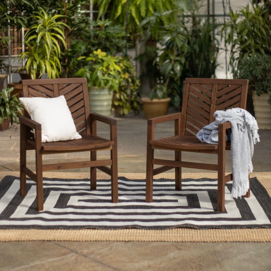 Vincent Patio Wood Chairs, Set of 2 - Dark Brown