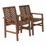 Vincent Patio Wood Chairs, Set of 2 - Dark Brown