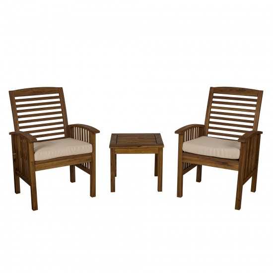Patio Chairs and Side Table - Dark Brown