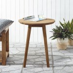 20" Acacia Wood Outdoor Round Side Table - Brown
