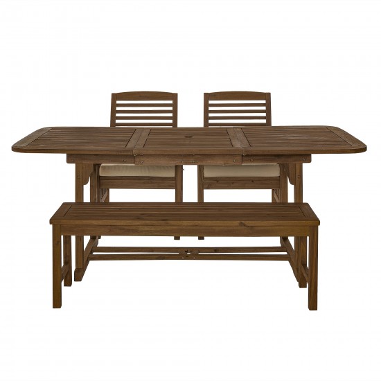 4-Piece Patio Dining Table Set - Dark Brown