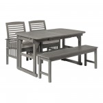 4-Piece Classic Outdoor Patio Dining Set - Grey Wash