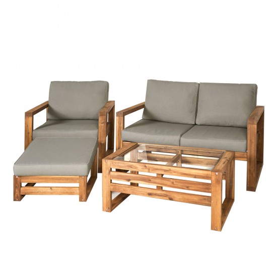 4-Piece Modern Patio Chat Set - Brown