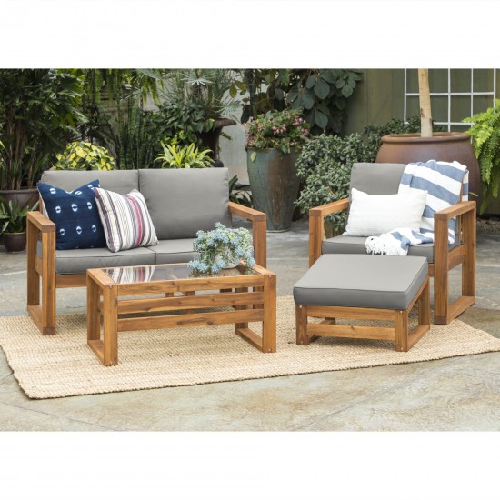 4-Piece Modern Patio Chat Set - Brown