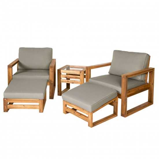 5-Piece Modern Patio Chat Set - Charcoal