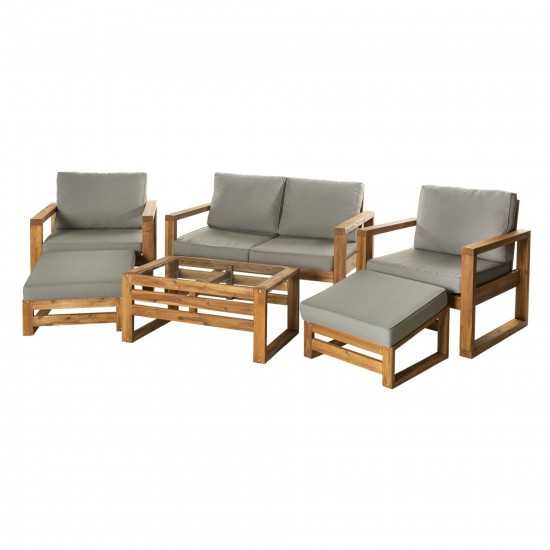 6-Piece Modern Patio Chat Set - Brown