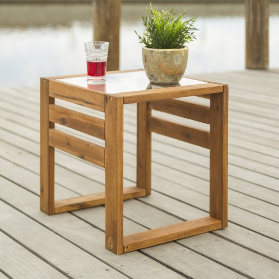 Modern Patio End Table - Brown