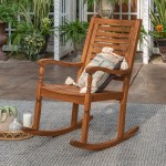 Solid Acacia Wood Outdoor Patio Rocking Chair - Brown