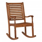 Solid Acacia Wood Outdoor Patio Rocking Chair - Brown