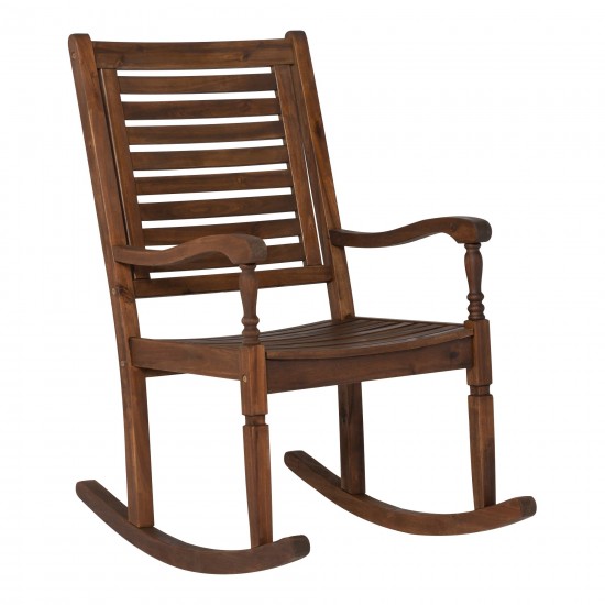 Solid Acacia Wood Outdoor Patio Rocking Chair - Dark Brown