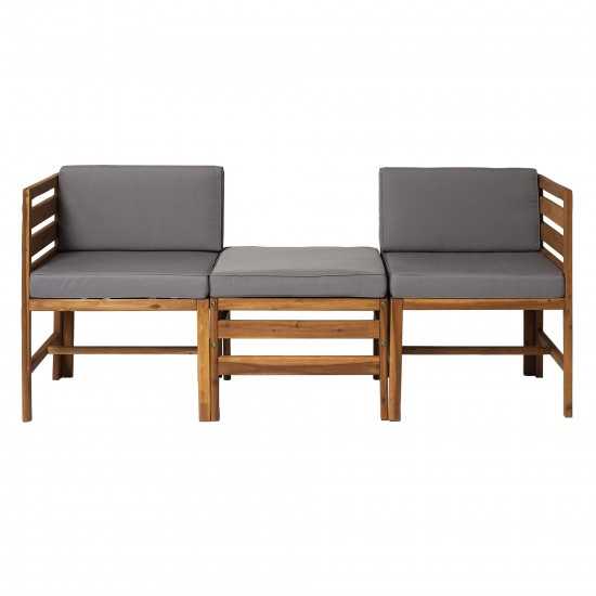 Sanibel Modular Outdoor Acacia L/R Chairs and Ottoman - Brown