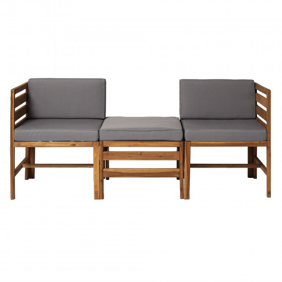 Sanibel Modular Outdoor Acacia L/R Chairs and Ottoman - Brown