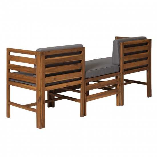 Sanibel Modular Outdoor Acacia L/R Chairs and Ottoman - Brown