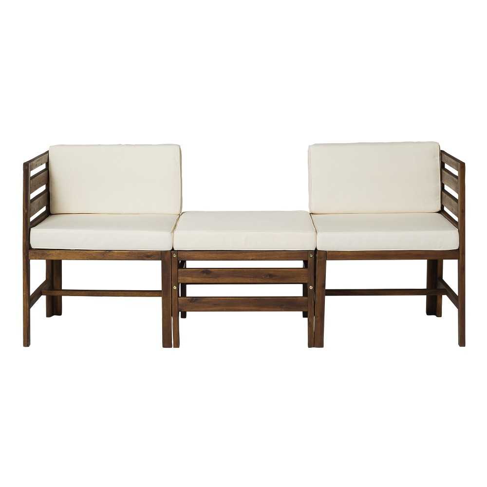 Sanibel Modular Outdoor Acacia L/R Chairs and Ottoman - Dark Brown