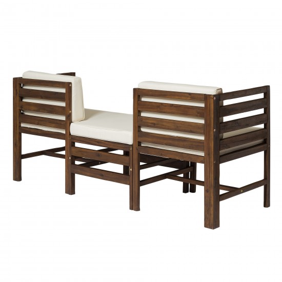 Sanibel Modular Outdoor Acacia L/R Chairs and Ottoman - Dark Brown