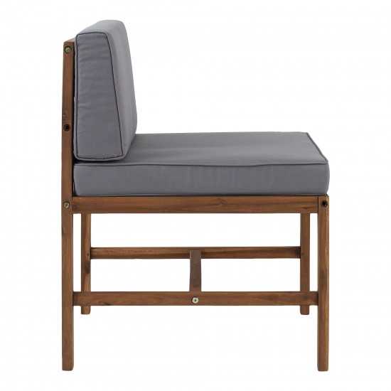 Sanibel Modular Outdoor Acacia Armless Chair - Brown
