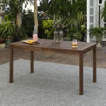 60" Simple Outdoor Patio Dining Table - Dark Brown